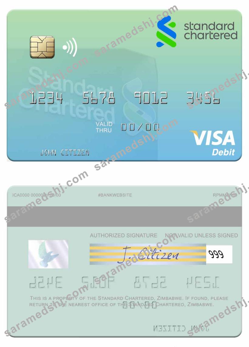 Zimbabwe Standard Chartered visa debit card